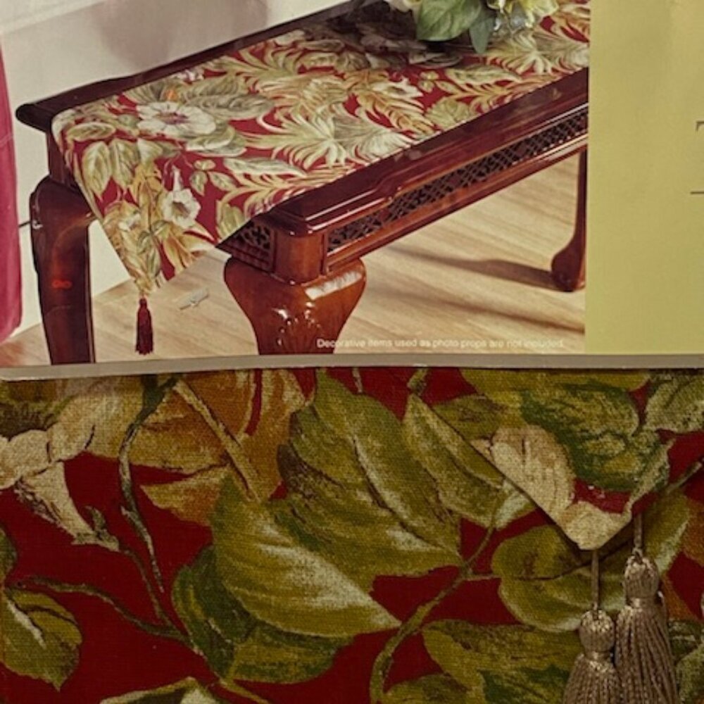 NIP NWT HOME TRENDS Table Runner NATURAL ELEMENTS 13" x 72" Maroon Lush Tropical